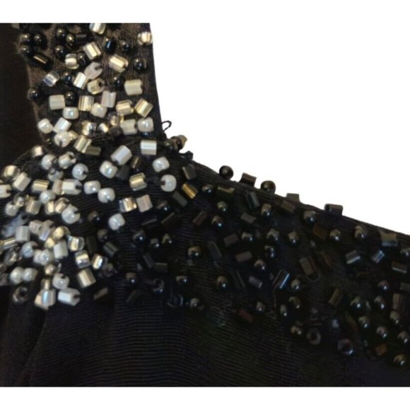 Cameron Blake Black Formal Evening Gown With Jacket Size 12/ 14 Beaded Dress - Picture 6 of 8